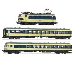 61483 - Souprava s elektrickou lokomotivou BR 141 a dvěma vozy DB - Karlsruher Zug