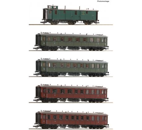 6200076 - Souprava se čtyřmi vozy rychlíku a zavazadlovým vozem Královských státních drah Württemberg K.W.St.E.