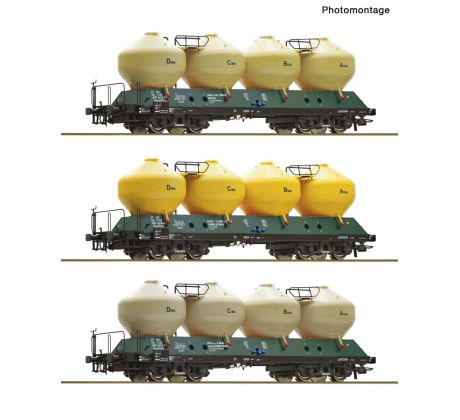 660017- 3-dílný set vozů na přepravu cementu Uacs 451.1 ČSD