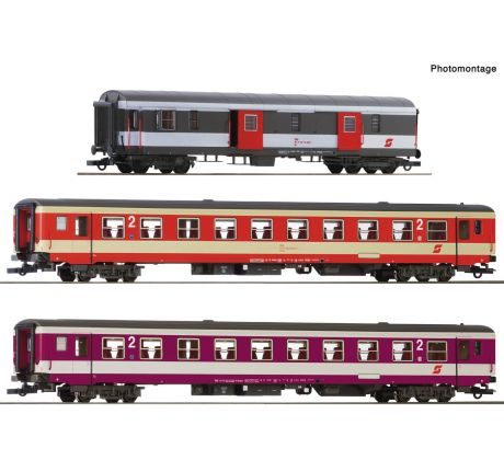 6200127 - Rychlík D 704 ÖBB - set 1 se dvěma osobními a zavazadlovým vozem