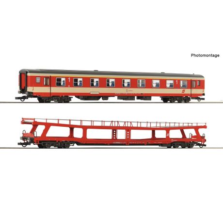 6200129 - Rychlík D 704 ÖBB - set 3 s osobním a auto vozem