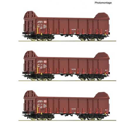 6600131 - Set se třemi 4-nápravovými otevřenými nákladními vozy Ealos-t DB AG